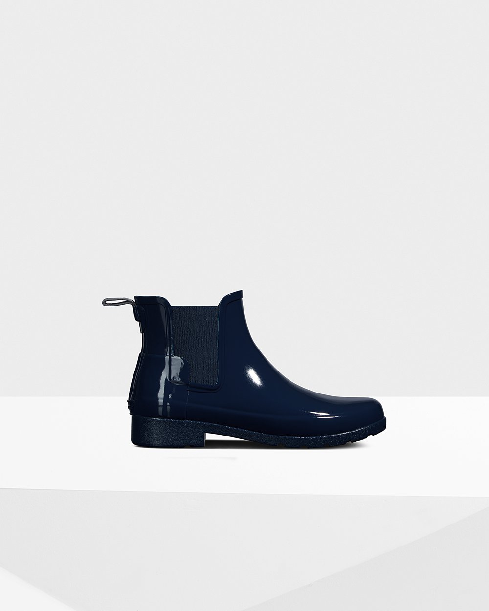 Hunter Mujer Refined Gloss Slim Fit - Botas Chelsea Azul Marino - 756-LFOSWC